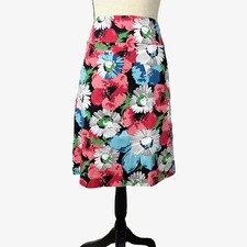 Talbots Petite Floral Pencil Skirt Womens Cotton Stretch Knee Length Sz 4P