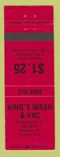 Matchbook Cover - King's Car Wash Paterson NJ