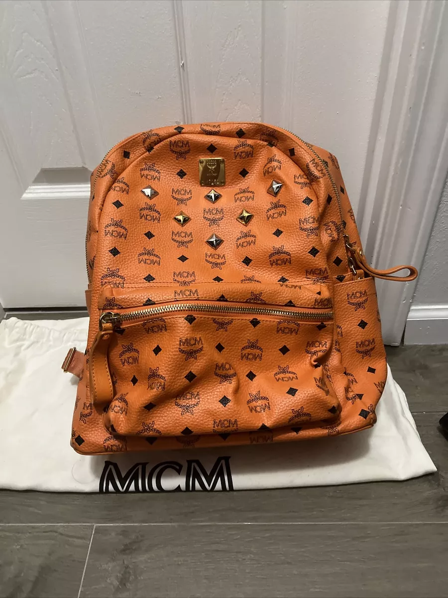 MCM Cognac Visetos Leather Large Studs Stark Backpack