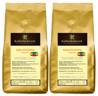 1kg Kaffeebohnen Äthiopien Yirgacheffe frisch geröstet   Beste Hochland Qualität