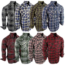Plaid Shirt Mens Country Western Flap Pockets Triple Snap Cuff TRUE FIT Casual 2
