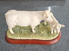 Border Fine Arts Cattle Breeds A1249 Charolais Cow & Calf Rare No Box Ex Conditi