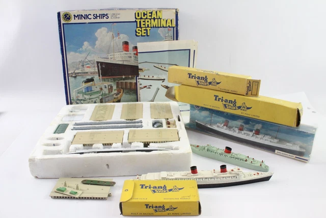 29 Triang Rovex MINIC Ships Ocean Terminal Set Queen Elizabeth Mary Boxed