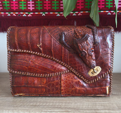 Made in Florida Leder Tasche Clutch mit echtem Alligatorleder & Echte Krokodil 