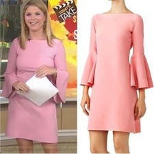 La Petite Robe di Chiara Bona Pina Ivy Bell Sleeve Shift Dress Stretch Pink 12