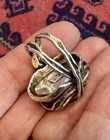 HUGE SANDRA DINI 12K GOLD STERLING SILVER RED CORAL BRUTALIST RING ITALY SIZE 6 — photo 10