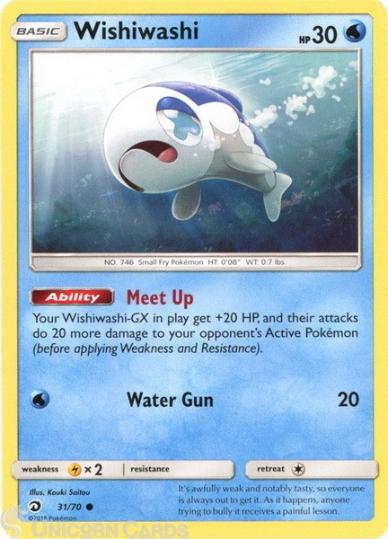 Wishiwashi 31/70 : Common Mint/Near Mint Pokemon Card : SM7.5: Dragon Majesty