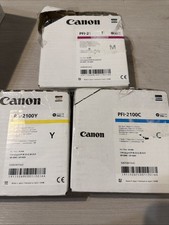 Lot Of 3 Canon PFI-2100Y Yellow Ink Tank 160ml Exp Open Box