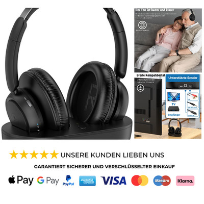 Funkkopfhörer TV kabellos mit Ladestation Senioren Hörgeschädigte