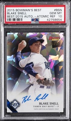 2015 BOWMAN'S BEST BEST OF 2015 AUTOS #BSN BLAKE SNELL #/50 PSA 10 AUTO