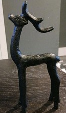Black Cast Iron 7.5 Inches Tall Reindeer Detailed Hand Made Beautiful