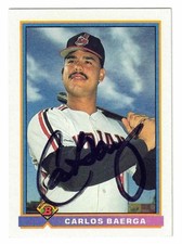 1991 Boman Baseball Card # 69 Carlos Baerga Indians Autograph NrMT