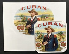 Cuban Cigar Box Label - Tobacco Plantation 2 Pc. Set