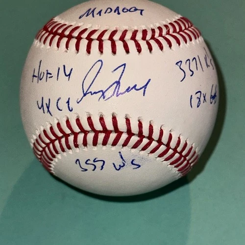 GREG MADDUX (Cubs) Signed Official MLB Baseball Beckett (BAS) w/ STAT Inscrips