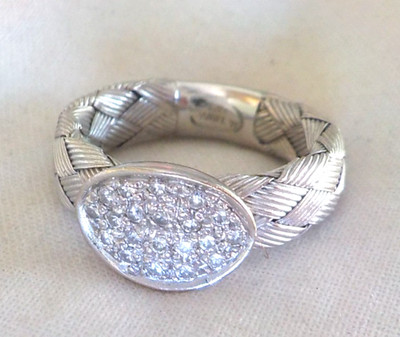14k Weißgold geflochtene Scheibe Cluster Diamant Ring - 5,32 gms, Gr. 6,25, 0,28 ctw