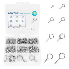 240pcs 304 Stainless Steel 8 Sizes Screw Eyes Set