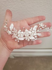 Bridal Veil And Hair Comb set, gorgeous White, Silver, Diamond And Beaded