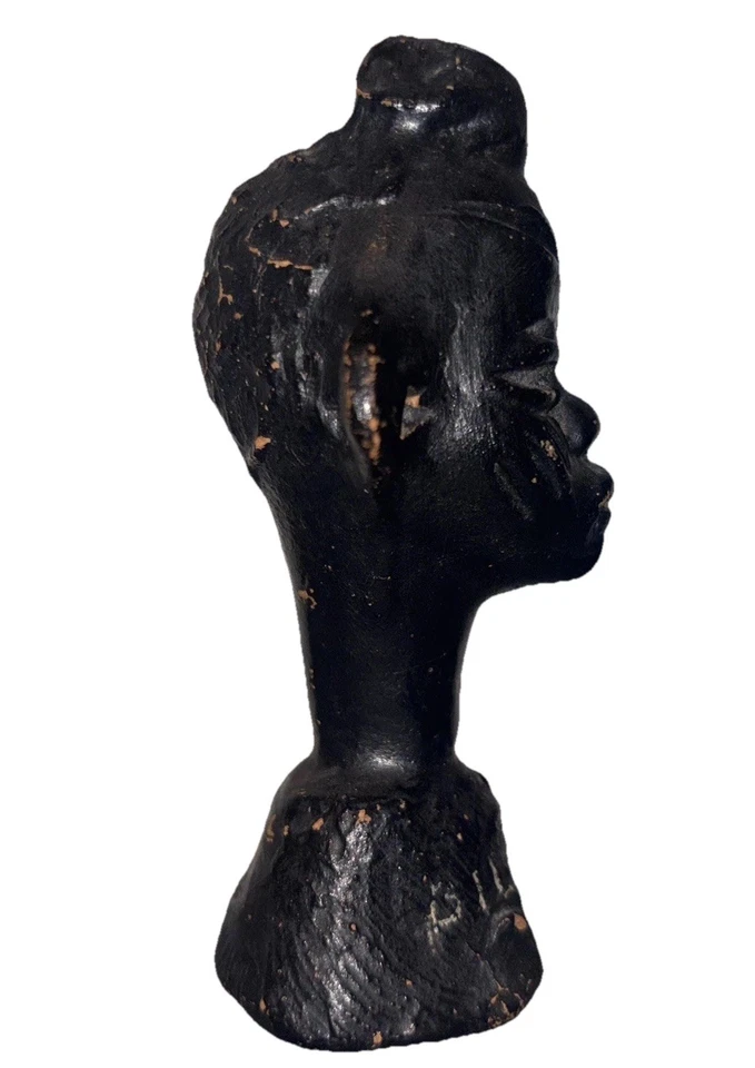 1903 BILLIE Italy Bust Antique Original Vintage Signed African Ebony Nubian Moor - Image 3 of 4