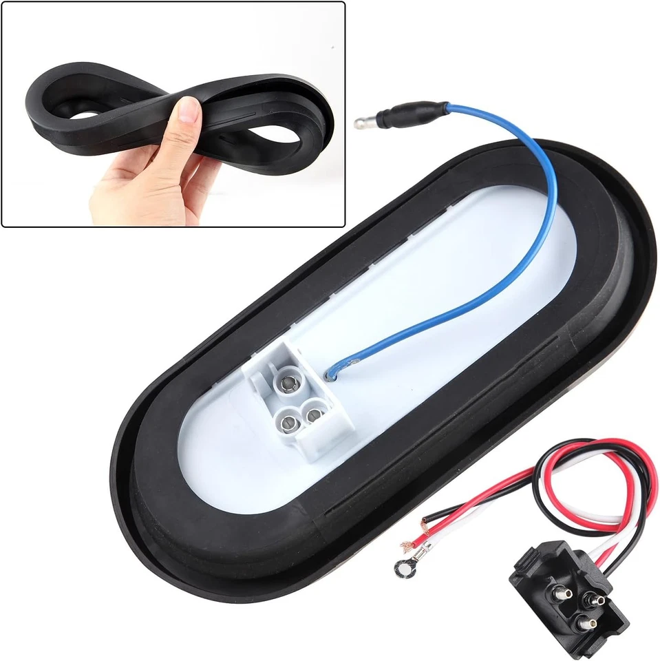 Luces traseras LED ovaladas para remolque de 6 pulgadas 4 piezas con reversa de respaldo roja/blanca Foto 4 de 4