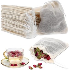 30Pcs Natural Muslin Bags Unbleached Cotton Empty Tea Bags Sachet