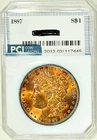 1887 Gem BU ++++  Morgan Dollar  Gorgeous Amber  Rainbow Color Toned