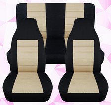 Front And Rear Seat Covers Fits 1997-2002 Jeep Wrangler Tj Black Sand Cotton