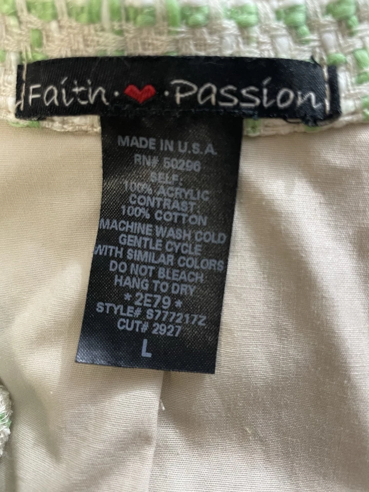 Blazer Faith Love Passion para mujer talla grande vintage verde tweed  Foto 2 de 4