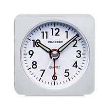 Peakeep Ultra Small, Battery Travel Alarm Clock with White