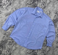 Vintage Yves Saint Laurent YSL Shirt Buttons Long Sleeve Men Size 43 Blue