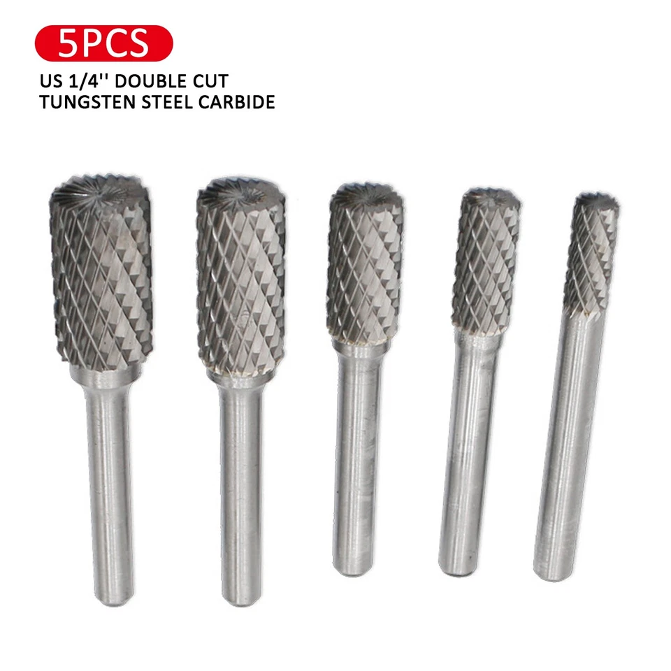 1/4'' Double Cut Tungsten Steel Carbide Rotary Burr Die Grinder Shank Bit Set - Image 4 of 4