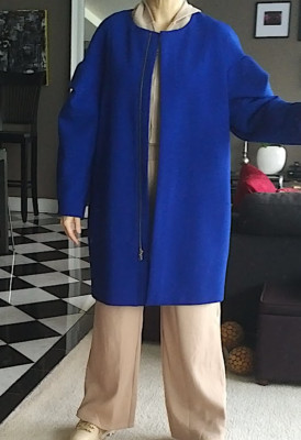 MSGM coat bright royal blue jacket S-M blend stretch avant garde sleeve design