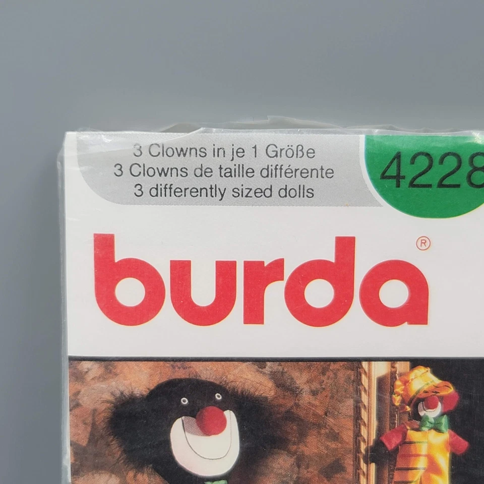老式BURDA缝纫工艺图案4228小丑娃娃未切割 — 第 2/4 张图片