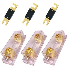 3X ANL Fuse Holder Inline PRO Car Audio 0 2 Gauge AWG Wire Gold ANL Fuse 200A X3