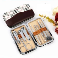 10 PCS Manicure / Pedicure Set Nail Clippers Set Kit Cuticle Grooming Case Steel