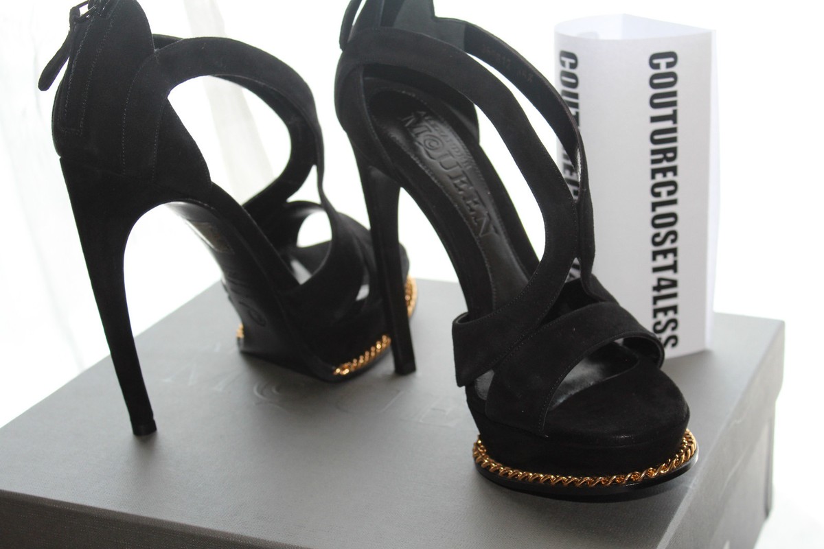 サンダル・ミュール Alexander Mcqueen Sandal Armadillo ALEXANDER MCQUEEN ARMADILLO CHAIN WELT SANDAL BLACK #6.5us