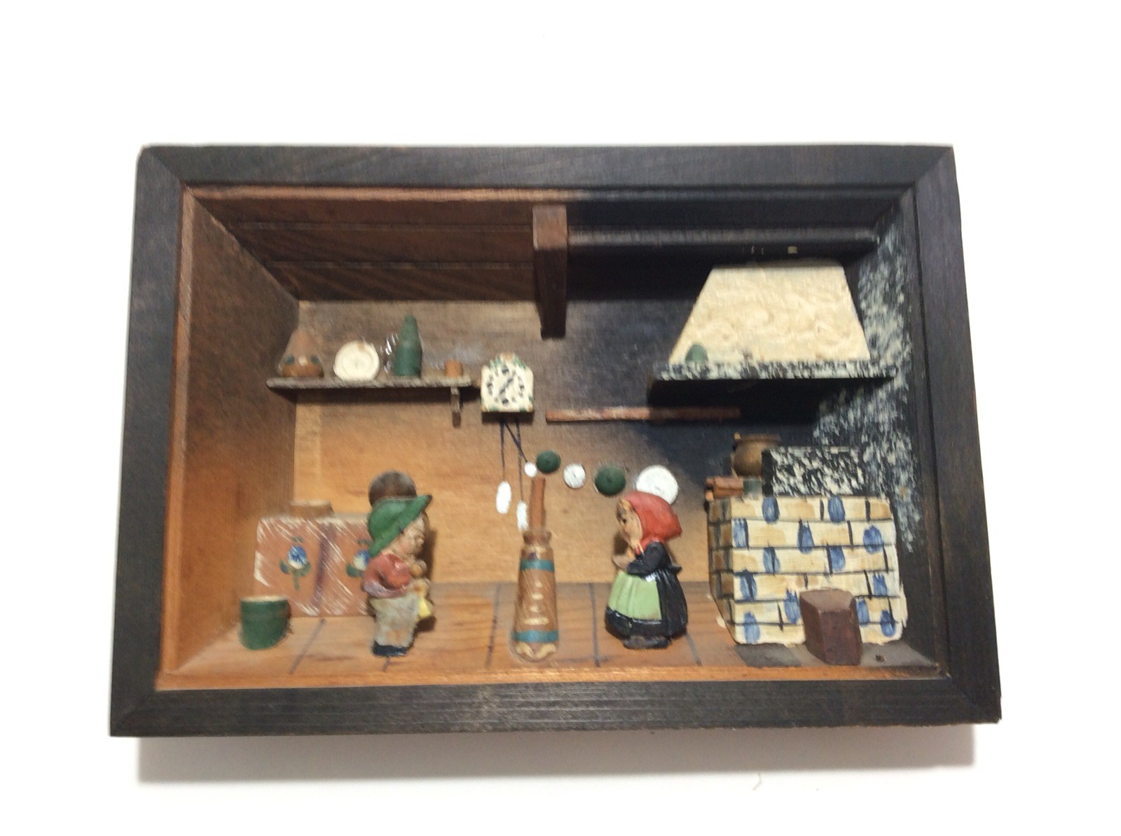 Pair of Vintage Italian Folk Art Shadow Boxes Kitchen Scene Diorama ...
