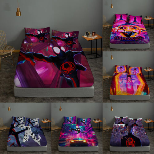 Miles Morales Fitted Sheet Light Weight Bed Sheet Soft Pillow Case 3PCs Set #1 - Picture 1 of 13