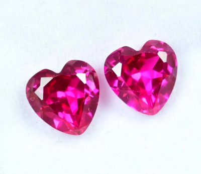Natural Mogok Pink Ruby 6.95 Ct Heart Pair Certified Flawless Loose Gemstone