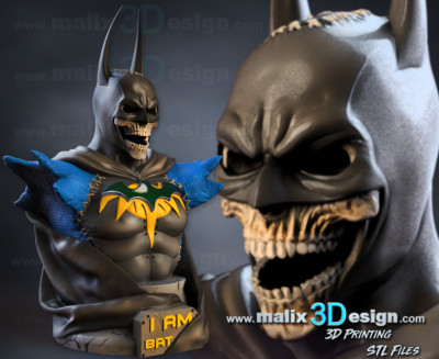 BATMAN, HALLOWEEN, BUST, 70-200mm, FAN ART, 3D-DRUCK, STATUE, ABE3D, MFW