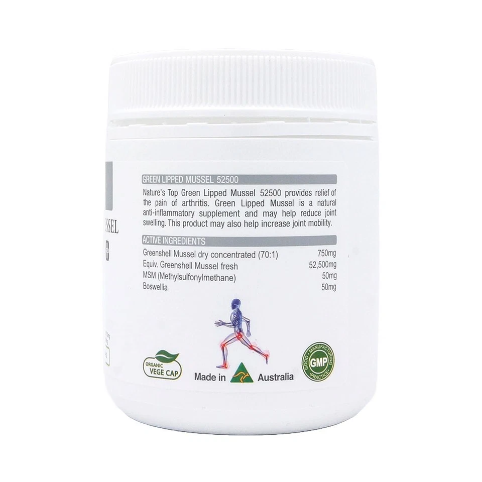 Nature’s Top Green Lipped Mussel+ 52500mg 180 Capsules - Image 3 of 4