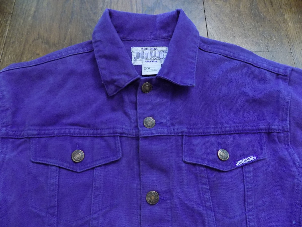 Vtg Original Jordache Jeanwear Cropped PURPLE Denim Jacket 100