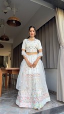 New Arrival White Georgette Lehenga Choli With Dupatta For Wedding Wear