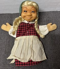 Vintage Steiff GRETEL 9 Girl Rubber Head Blonde Braids Hand Puppet PS