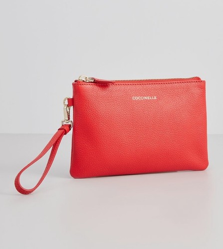 Coccinelle borsa pochette bustina con laccio removibile pelle con logo  NUOVA | eBay