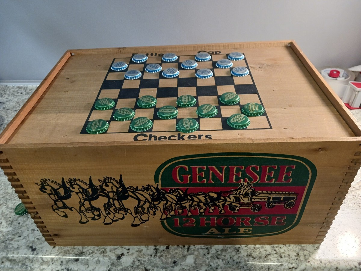 Genesee 12 Horse Ale Crate With Bottle Cap Checkers | eBay
