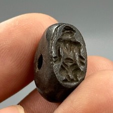 Ancient Roman Intaglio Seal Bead With Standing King Image