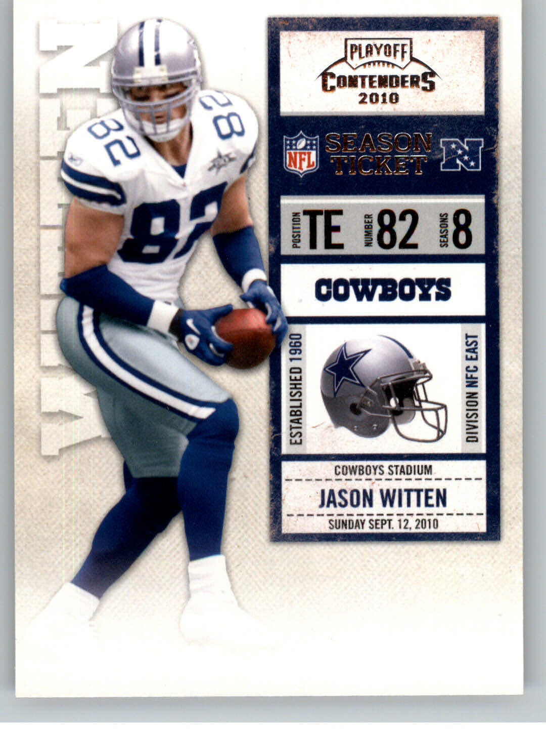 Jason Witten #25 Football Cards 2010 Playoff Contenders trading card — raw and PSA graded price guide