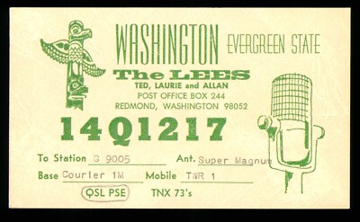 1 x QSL Kartenradio USA 14Q1217 Redmond Washington 1960er The Lees - Kunst  V051