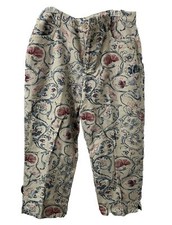 VTG Lauren Ralph Lauren 4 Cropped Linen Cotton Floral Pants Preppy Old Money