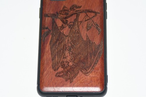OnePlus 9 Pro Wooden phone case Rosewood Carved Bat Animal Goth - Picture 3 of 6